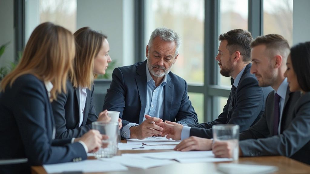 Executive team collaborating in modern office during strategic planning session