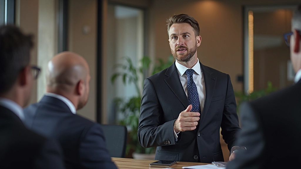 Consultant presenting organizational change management strategy to executives