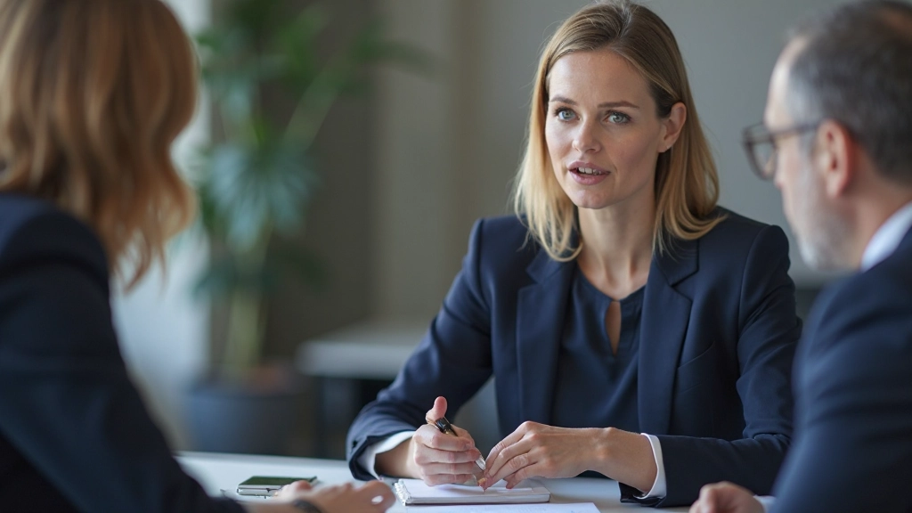 Business professional conducting negotiation meeting with international clients